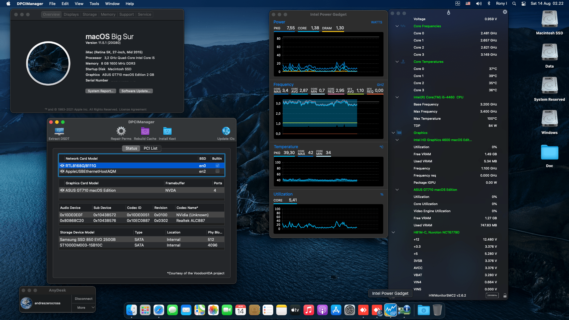 Success Hackintosh macOS Big Sur 11.5.1 Build 20G80 in Asus H81M-C + Intel Core i5 4460 + Asus GT710 Kepler